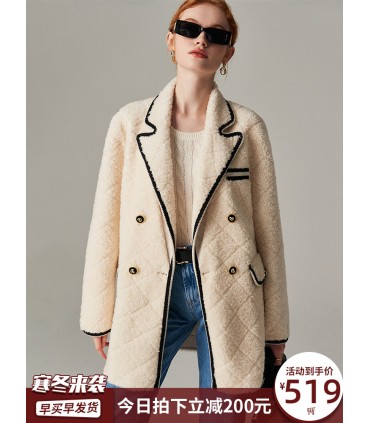 Dubbele rij schapenvacht Haining jas