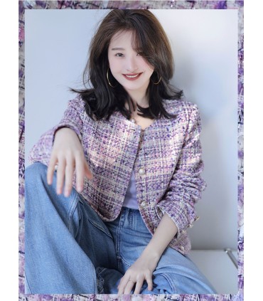 Healing Xiangxiang Round Neck Jacket Lurus Pinggul Rok 