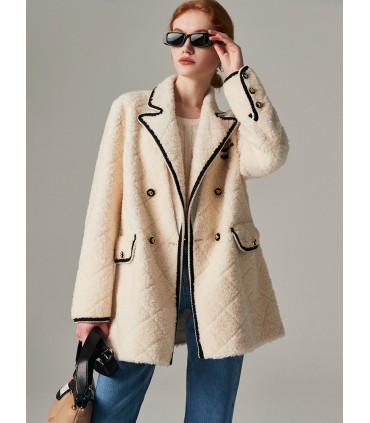 Dubbele rij schapenvacht Haining jas