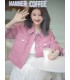 Áo khoác tươi sáng Áo khoác denim ngắn màu hồng 