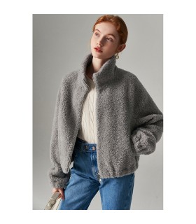 Chaqueta casual corta de esquileo de oveja