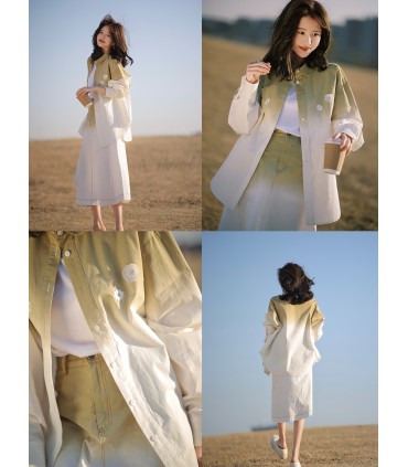 سلسلة ساحر أوز المطرزة قميص كاجوال تنورة على شكل حرف A 