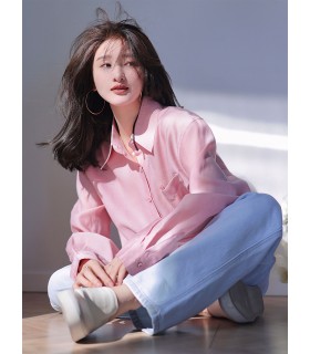 Camisa Caroline Casual Boyfriend Camisa Rosa 