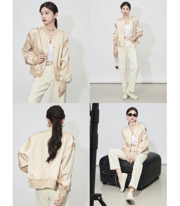 Versi baru jaket bisbol asetat desain seragam bisbol 