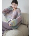 Áo len Skittles Cardigan gió nhẹ nhàng cổ chữ V Gradient Áo len 