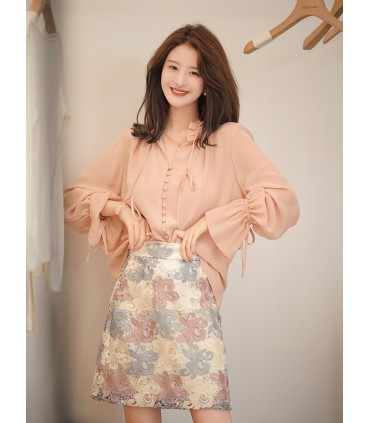 Lily of the Valley Shirt Small Fresh Silk White Shirt