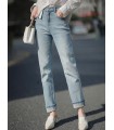 Celana jeans longgar drape turki kaki lurus 
