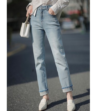 Pantalones vaqueros turcos sueltos y drapeados de pierna recta 