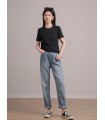 T-shirt beli-belah baju bottoming gaya minimalis longgar 