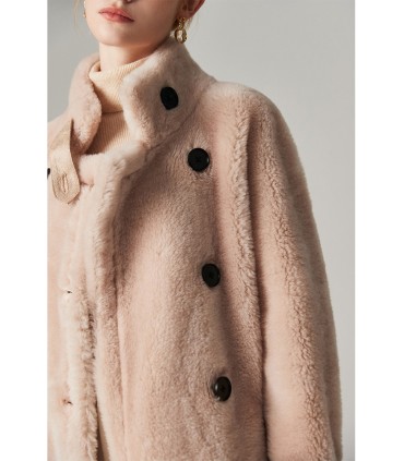 Sheep shearling double-row thick jacket