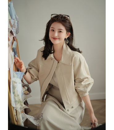 Setelan biker kulit fashion kulit retro Queen