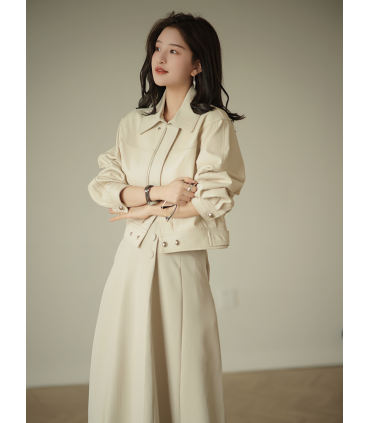 Setelan biker kulit fashion kulit retro Queen