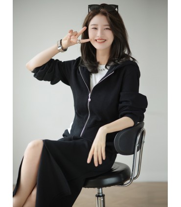 セーターセット フード付きセーター レイジーAラインスカート 