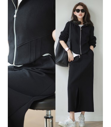 Conjunto de suéter Suéter con capucha Falda acampanada perezosa 