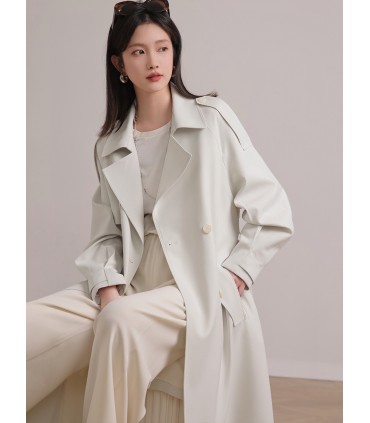 Áo gió dáng rộng của Wang Zhe, áo khoác dạ chất lượng cao
