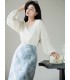 Skirt renda biru tekstur renda skirt lurus