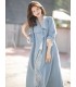 Skirt renda biru tekstur renda skirt lurus