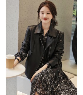 기관차여신가죽자켓 레트로 캐주얼가죽 