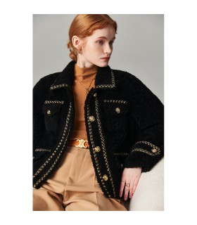 Veste coréenne Haining courte en mouton retourné