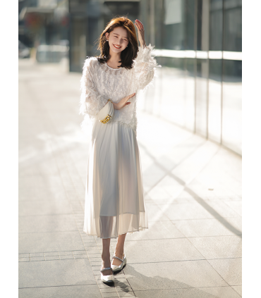 Skirt A-line musim bunga baharu padanan separuh skirt