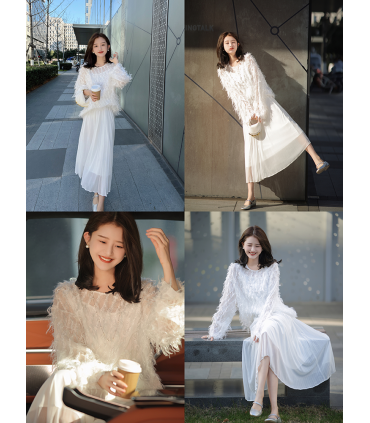 Skirt A-line musim bunga baharu padanan separuh skirt