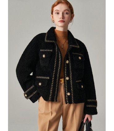 Sheep shearling short Korean Haining jacket
