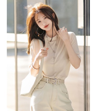 미니멀 라운드넥 올매치 바텀 셔츠