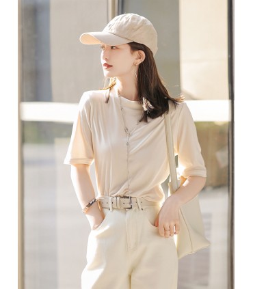 Minimalistisch all-match bottoming shirt met ronde hals