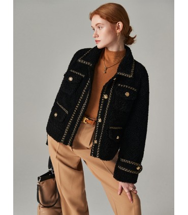 Sheep shearling short Korean Haining jacket