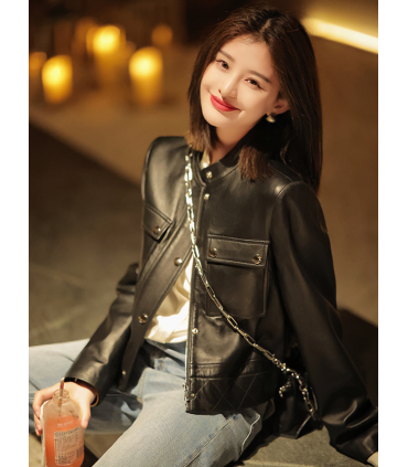 Chaqueta de cuero retro casual de moda