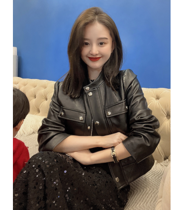 Jaket kulit retro kasual fesyen