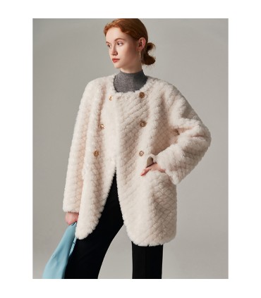 Veste à double boutonnage en mouton pour femme