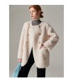Jaqueta de tosquia de ovelha dupla feminina