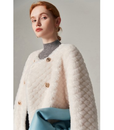 Veste à double boutonnage en mouton pour femme