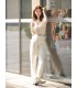 Loose straight white wide-leg pants