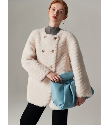 Veste à double boutonnage en mouton pour femme