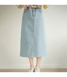 Trilha Sonora Original Saia Denim Retro Fashion Saia Reta 