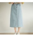 Lagu Asli Skirt Denim Fesyen Retro Skirt Lurus 