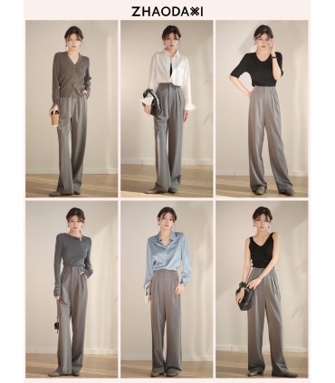 Cigarette trousers loose drape casual floor trousers