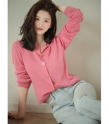 All-match casual uldstrikket cardigan