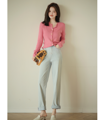 All-match casual uldstrikket cardigan