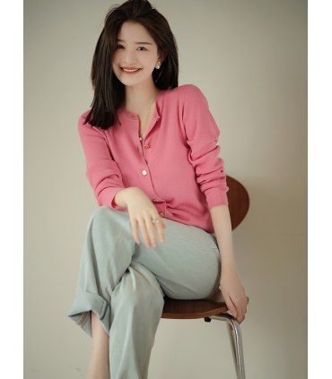 All-match casual uldstrikket cardigan