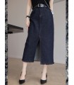 Skirt Denim Stretch Mentah dengan Skirt Denim Terbelah 