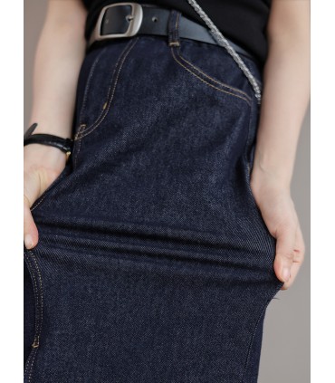 Raw Stretch Denim Rok met Split Denim Rok 