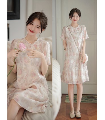 Sukienka cheongsam ze stójką w stylu narodowym z klamrą