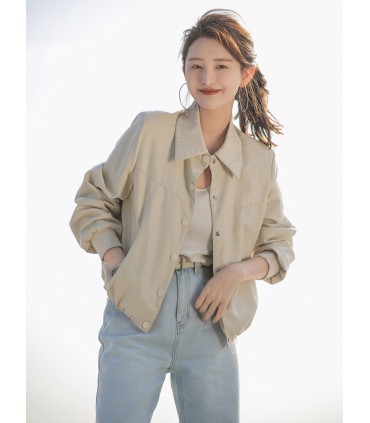 Jaket kulit Dove jaket kulit gaya minimalis retro