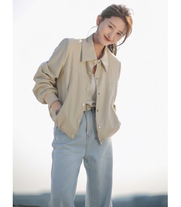 Dove leather jacket retro minimalist style leather jacket 