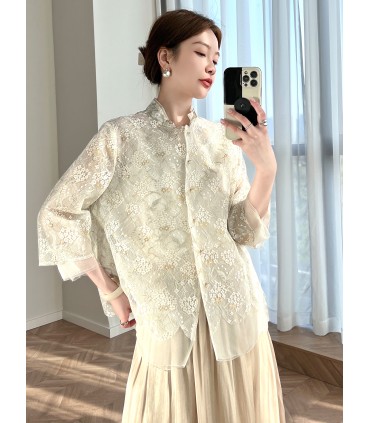 Mengyanyu camisa suelta de moda con cuello alto 