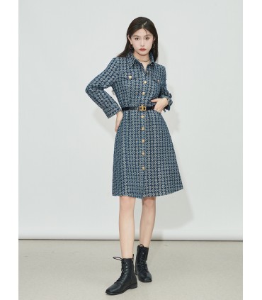 Gold coin denim skirt design sense printed shirt skirt