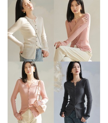 Silk Cashmere Spring Cardigan Lazy V-neck Cardigan